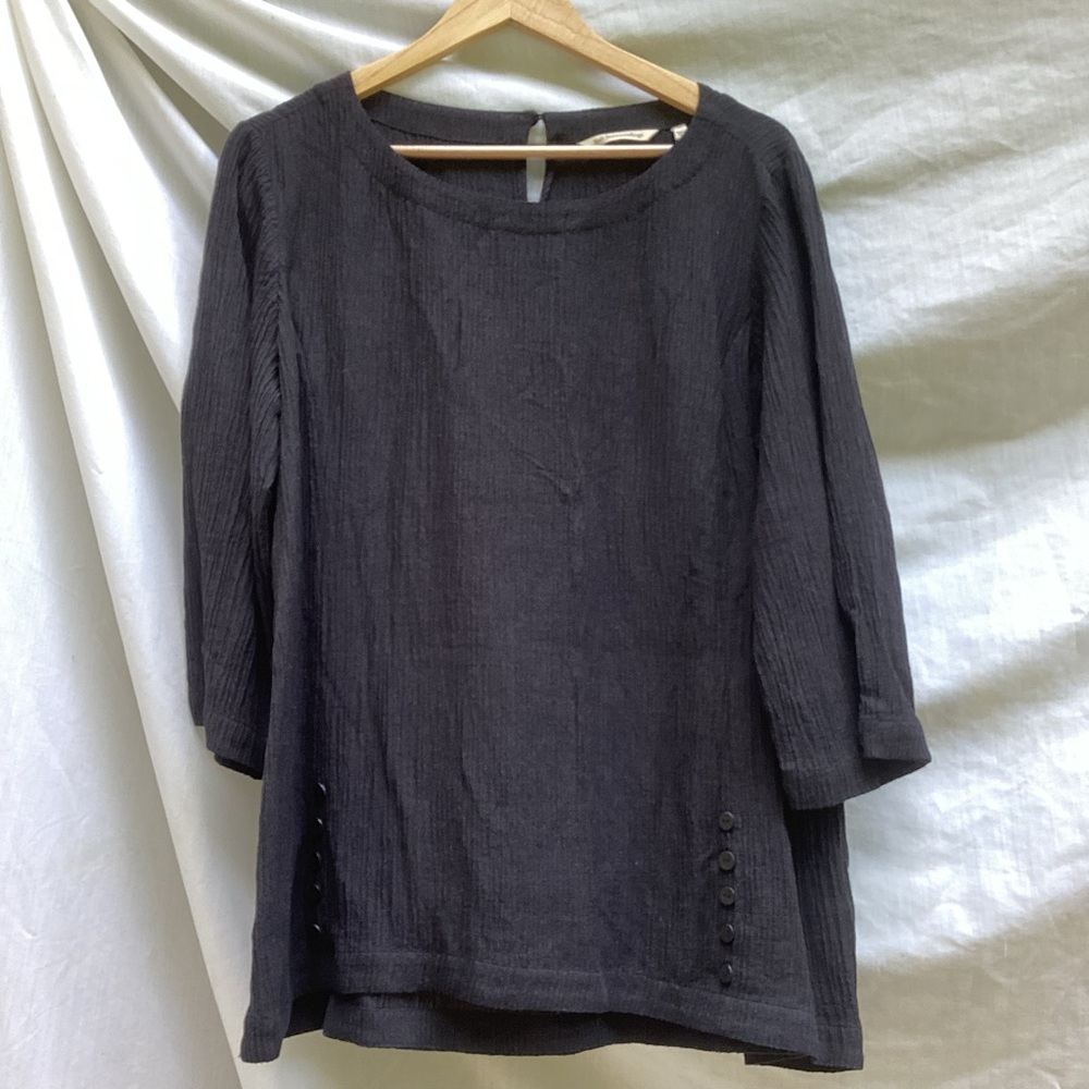 Soft Surroundings Black Blouse with Button Detail, size XL